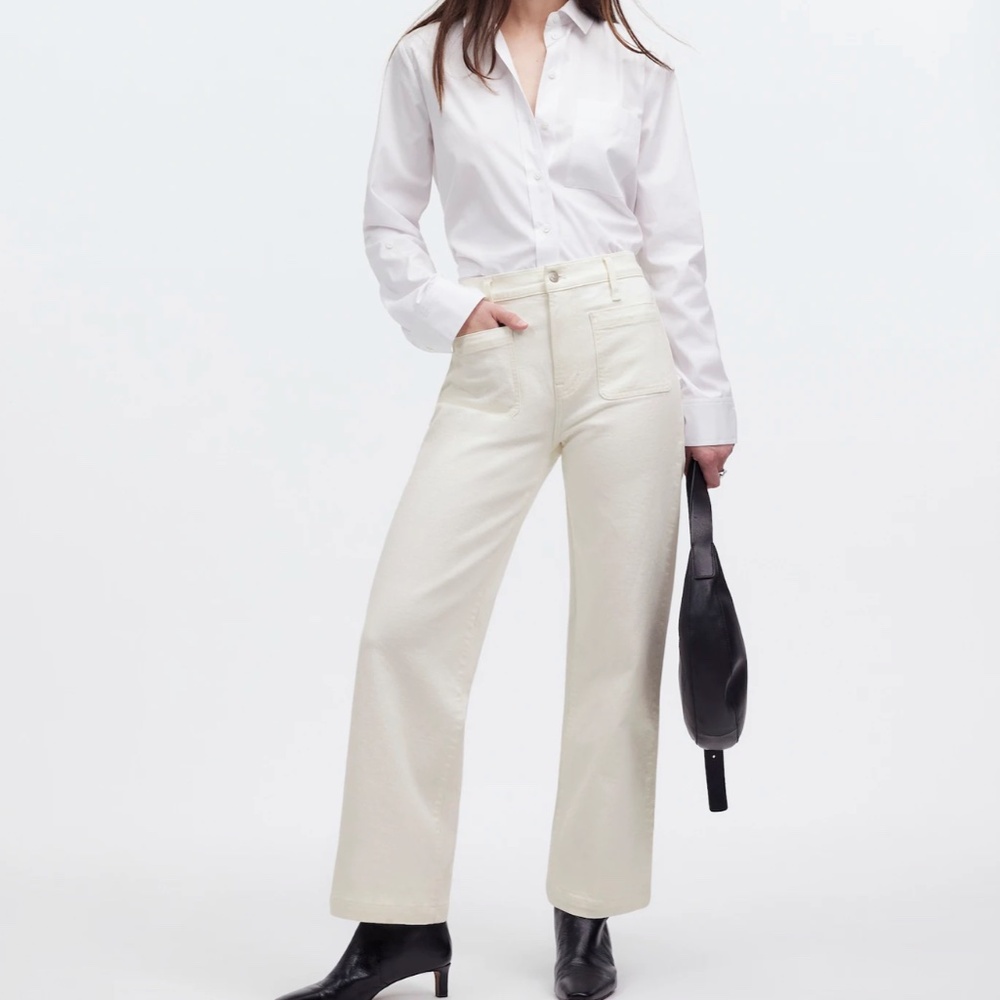 Madewell Perfect Vintage Wide Leg Jean White size 30 Patch Pocket